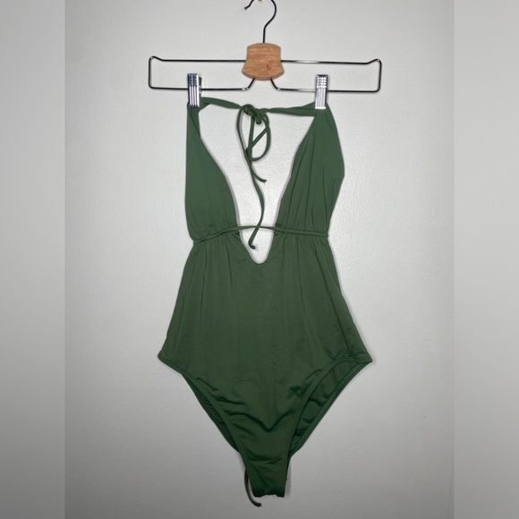 L*Space Pamela Jungle Green Tie Around Halter One Piece Swimsuit - Picture 5 of 7